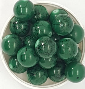 16MM GLASS BEADS - Packet of 10 - FOREST GREEN