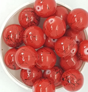 16MM GLASS BEADS - Packet of 10 - RED