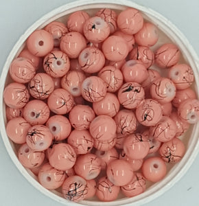 8MM GLASS BEADS - 20 BEADS PER PACKET -SALMON