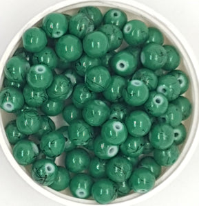 8MM GLASS BEADS - 20 BEADS PER PACKET -FOREST GREEN