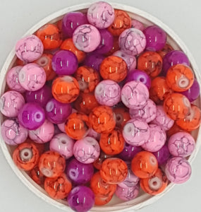 8MM GLASS BEADS - 20 BEADS PER PACKET -MIXED REDS