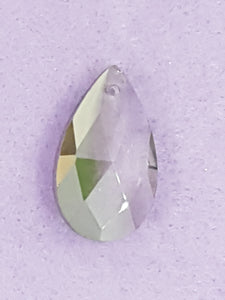 TEARDROPS - 28 x 17MM FACETED E.PLATED GLASS - SMOKEY GREY