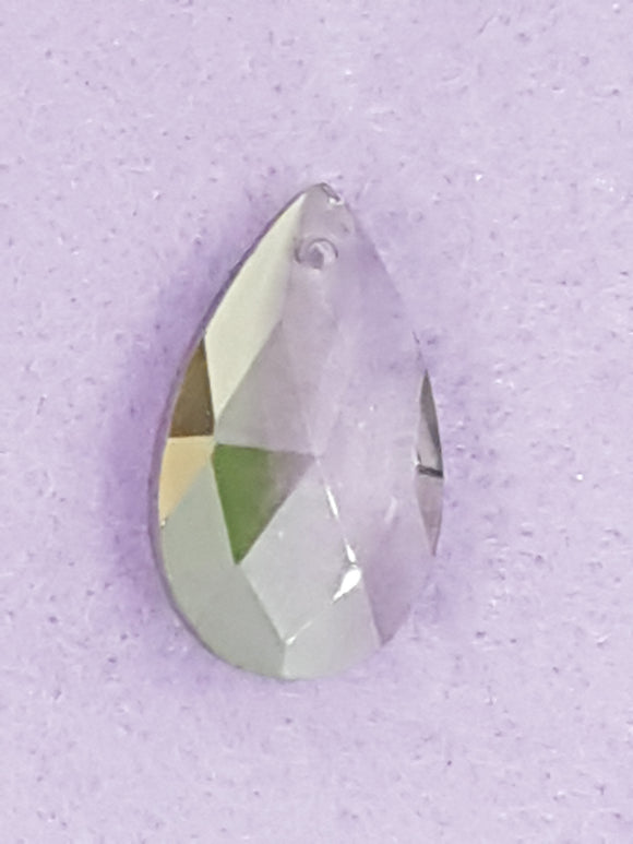 TEARDROPS - 28 x 17MM FACETED E.PLATED GLASS - SMOKEY GREY