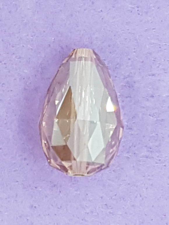 TEARDROPS - 28 x 18MM FACETED GLASS - ELECTROPLATED - APRICOT
