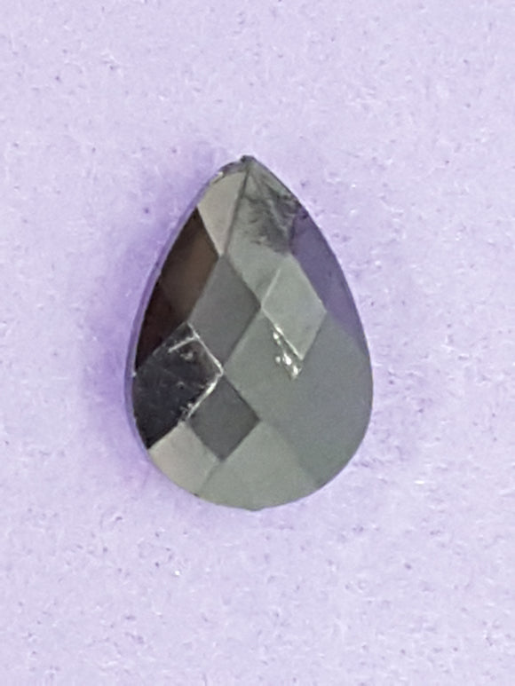 TEARDROPS - 24 X 17MM FACETED GLASS - PLATED DARK AMETHYST HUE
