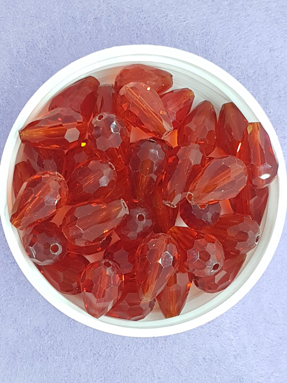 TEARDROPS - 15 X 10MM FACETED GLASS - RED