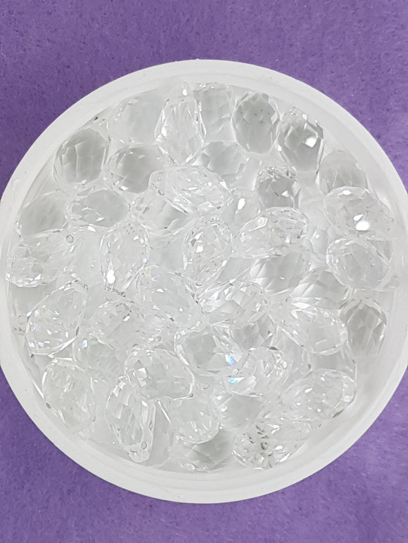 TEARDROPS - 12 X 8MM FACETED GLASS CRYSTAL - CLEAR