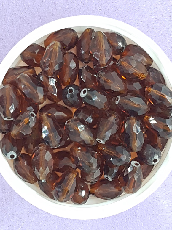 TEARDROPS - 11 X 8MM FACETED GLASS - BROWN