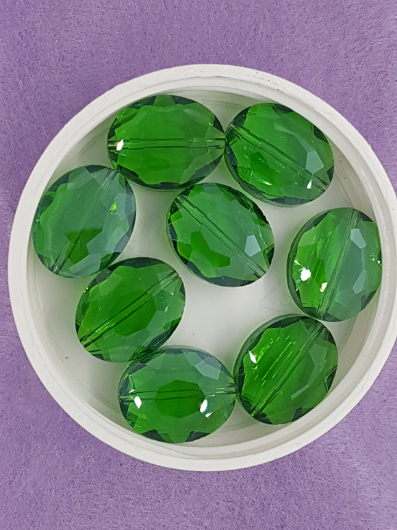OVALS - 20 X 16MM FACETED CRYSTAL GLASS - E. PLATED EMERALD GREEN