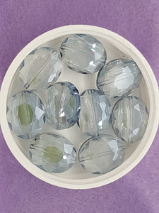 OVALS - 20 X 16MM FACETED CRYSTAL GLASS - E. PLATED ICE BLUE