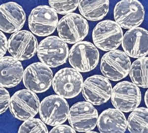 12MM GLASS BEADS - 10 PER PACKET - CLEAR