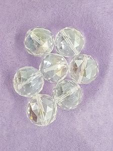 ROUND - 20MM FACETED GLASS - E. PLATED CLEAR AB