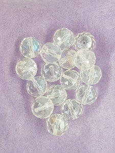 ROUND - 14MM FACETED GLASS - E. PLATED CLEAR AB
