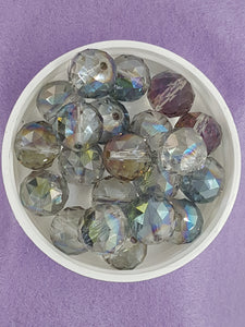 ROUND - 14MM FACETED GLASS - E. PLATED STEEL RAINBOW