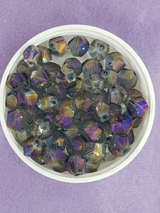 ROUND - 10MM FACETED TWIST GLASS - E.PLATED PURPLE