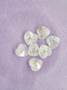 HEARTS - 14MM FACETED GLASS - ELECTROPLATED CLEAR AB