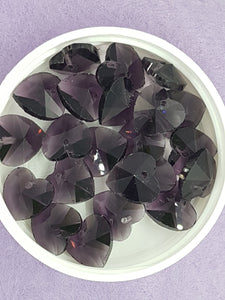 HEARTS - 14MM FACETED GLASS - PURPLE
