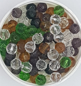 8MM GLASS BEADS - FACETED FOREST MIX