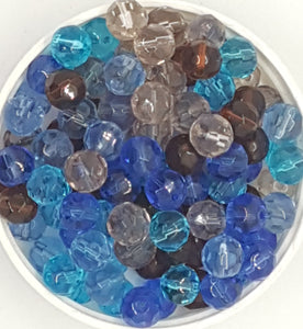 8MM GLASS BEADS - FACETED SEA MIX