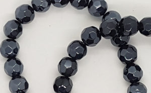 10MM GLASS BEADS - 25 PER PACKET - BLACK PEARL LUSTRE - FACETED