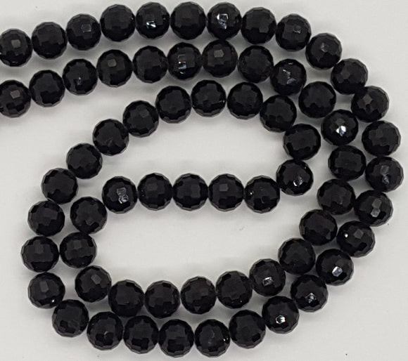 10MM GLASS BEADS - 25 PER PACKET - BLACK FACETED