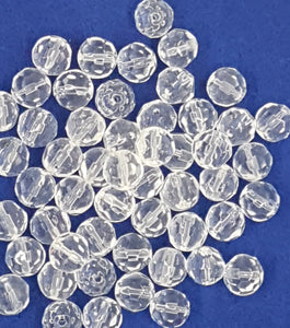 10MM GLASS BEADS - 25 PER PACKET - FACETED CLEAR