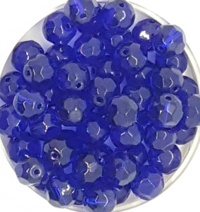10MM GLASS BEADS - 25 PER PACKET - COBALT FACETED