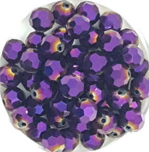 10MM GLASS BEADS - 25 PER PACKET - DARK VIOLET FACETED