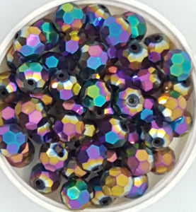 10MM GLASS BEADS - 25 PER PACKET - VITRAIL FACETED