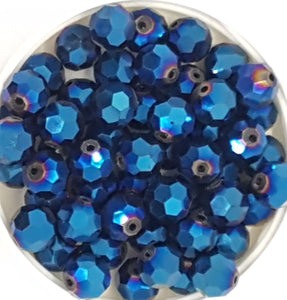 10MM GLASS BEADS - 25 PER PACKET - ROYAL BLUE FACETED