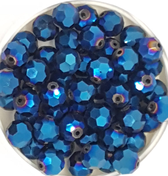 10MM GLASS BEADS - 25 PER PACKET - ROYAL BLUE FACETED