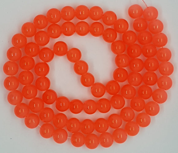 10MM GLASS BEADS - 25 PER PACKET - CORAL - Imitation Jade