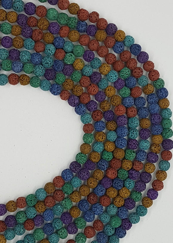 8MM LAVA BEADS - MIXED COLOURS