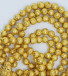 10MM LAVA BEADS - GOLD PLATED