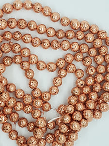 10MM LAVA BEADS - ROSE GOLD PLATED