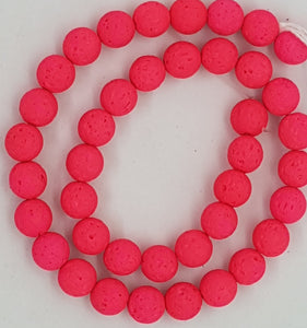 10MM LAVA BEADS - HOT PINK
