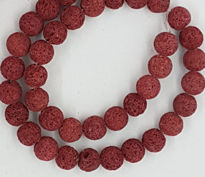 10MM LAVA BEADS - RED OXIDE