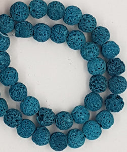 10MM LAVA BEADS - CYAN BLUE