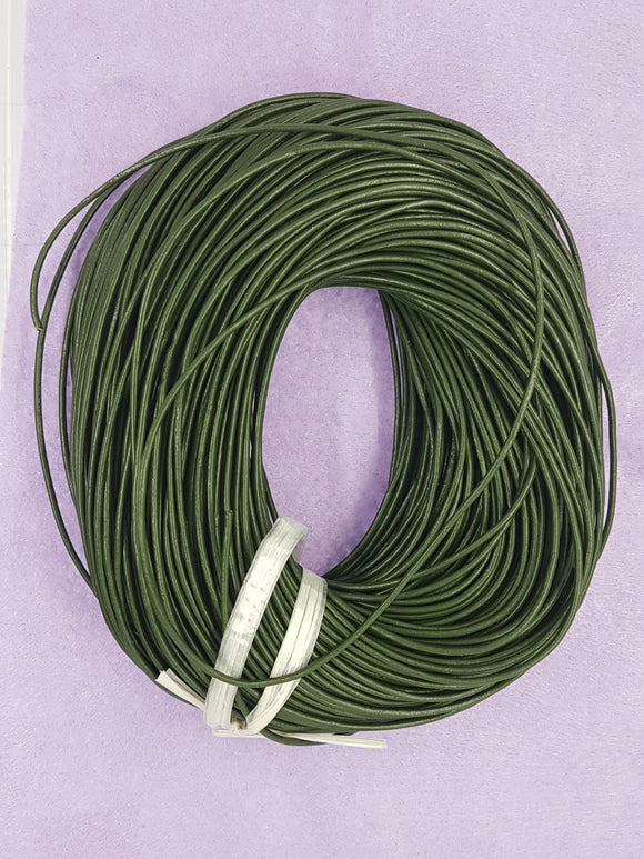 CORD - LEATHER  - 2.0MM OLIVE GREEN COLOUR