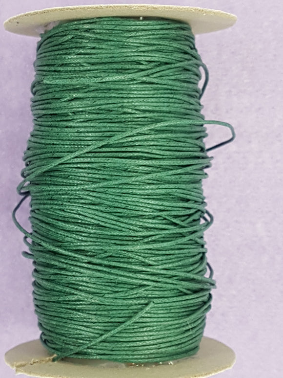 CORD - MACRAME CHINESE WAXED CORD  - 1MM FOREST GREEN COLOUR