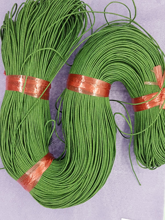 CORD - MACRAME CHINESE WAXED CORD  - 1MM OLIVE GREEN COLOUR