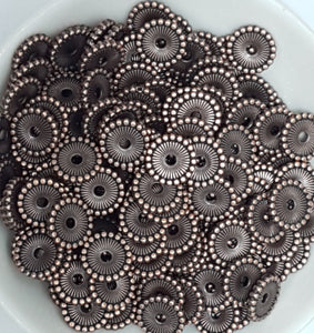 METAL BEADS -COPPER 12X2MM DAISY SPACER BEADS