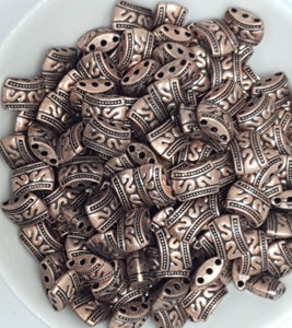 METAL BEADS -COPPER 11MM PILLOW - 3 HOLE BEADS