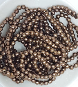 METAL BEADS -COPPER 4MM ROUND BEADS  - PER STRAND