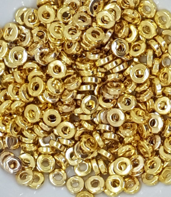 6x4mm 20pc Gold Barrel Beads, Gold Cylinder Beads, Gold Spacer Beads,  Brushed Gold Beads, Gold Drum Beads for Jewelry Making 6x4mm Beads 