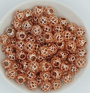 METAL BEADS - ROSE GOLD - BRASS HOLLOW RONDELLE BEADS