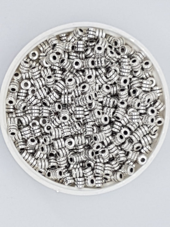 SILVER METAL - 4MM TIBETAN STYLE BEAD SPACER BEADS