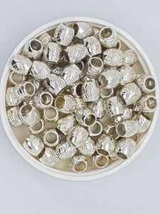 SILVER METAL - 8MM TIBETAN STYLE BARREL BEAD SPACERS