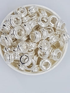 SILVER METAL - 12MM TIBETAN STYLE RONDELLE SPACER BEADS