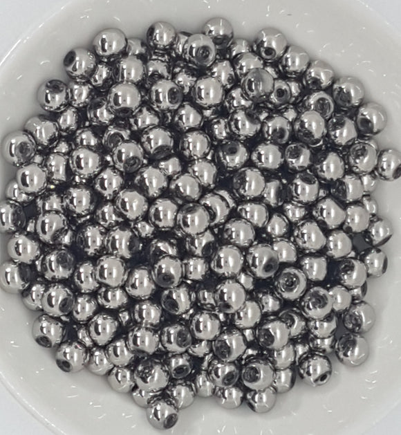 6MM GLASS ELECTROPLATED BEADS - SILVER